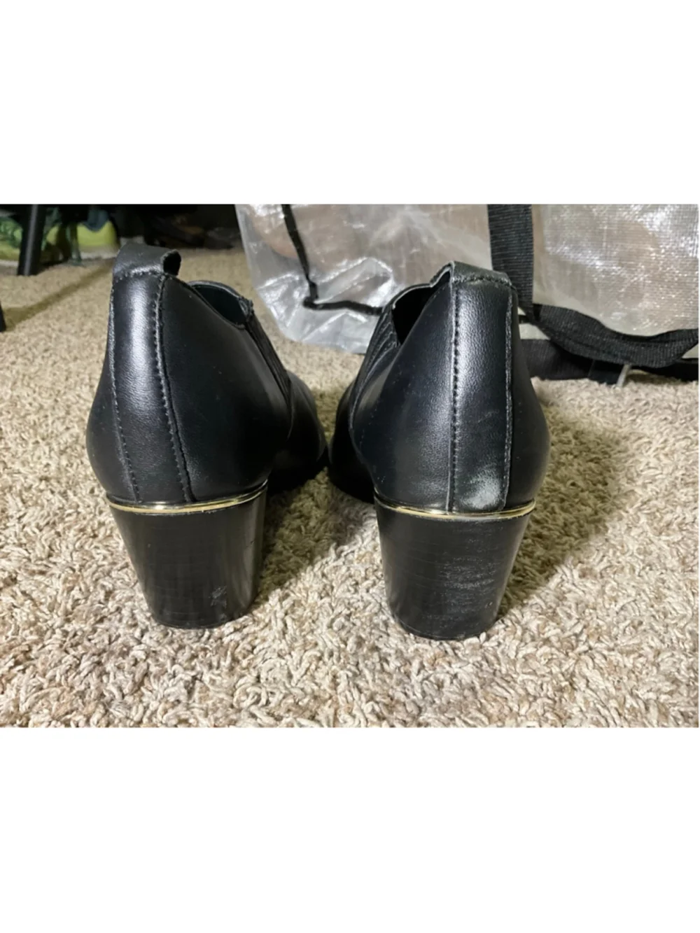 Bleeker & Bond Black Leather Boooties with Ruching and Gold Accent